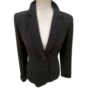 Kenar Studio black notched collar lined double button blazer jacket size 4